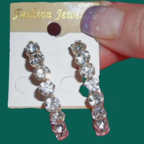 Gold Hoop Crystal Earrings - Picture 7 of 9